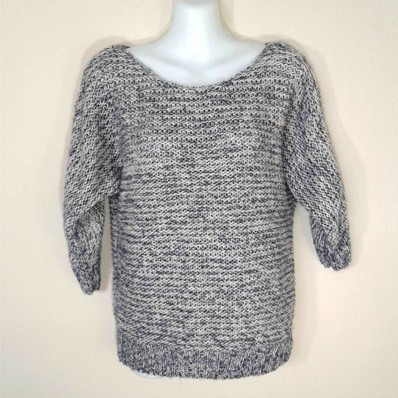 Staring at Stars Sweaters - Staring At Stars Women's Blue White Sweater Knit Pull Over ¾ Sleeves Medium